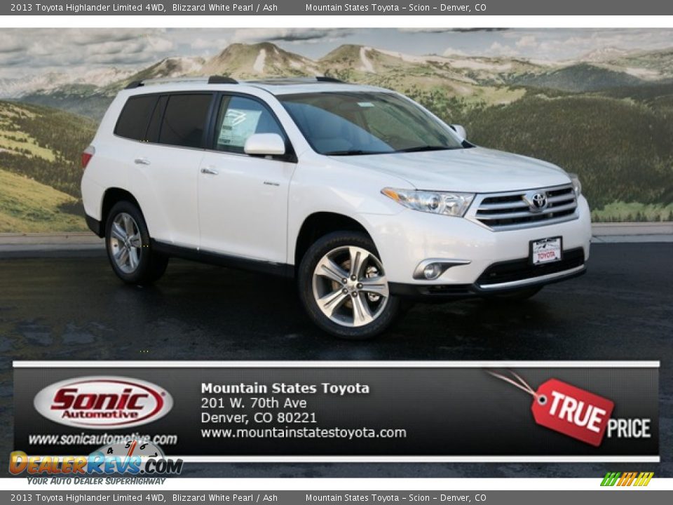 2013 Toyota Highlander Limited 4WD Blizzard White Pearl / Ash Photo #1