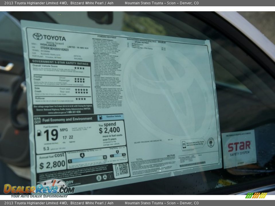 2013 Toyota Highlander Limited 4WD Blizzard White Pearl / Ash Photo #11