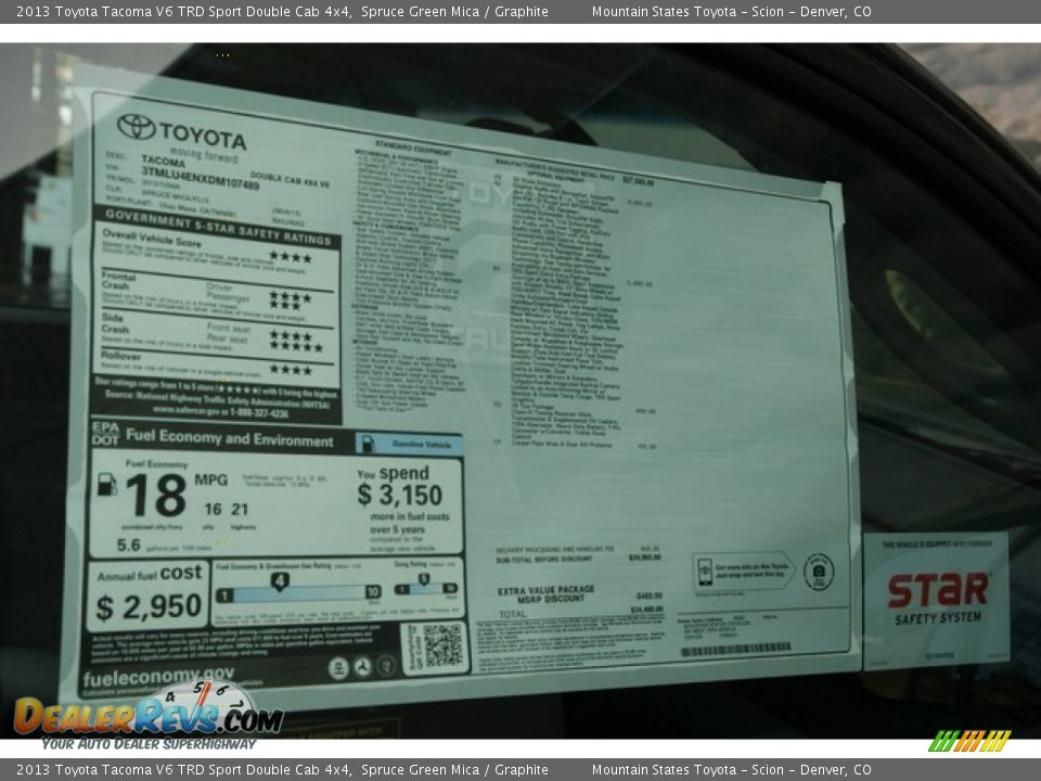 2013 Toyota Tacoma V6 TRD Sport Double Cab 4x4 Spruce Green Mica / Graphite Photo #10