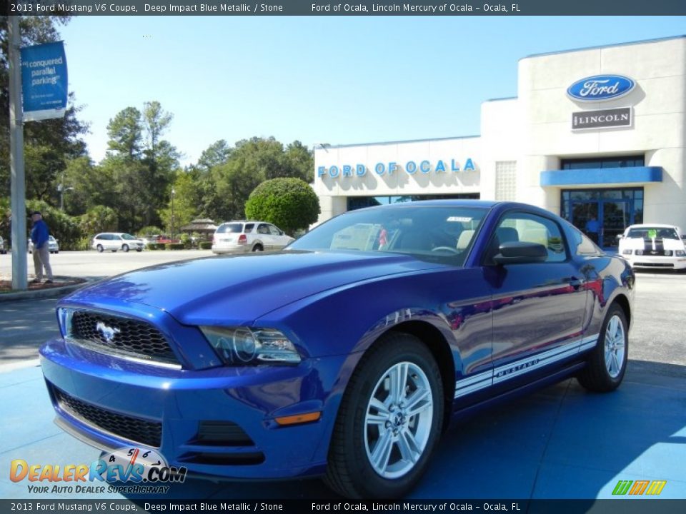 2013 Ford Mustang V6 Coupe Deep Impact Blue Metallic / Stone Photo #1