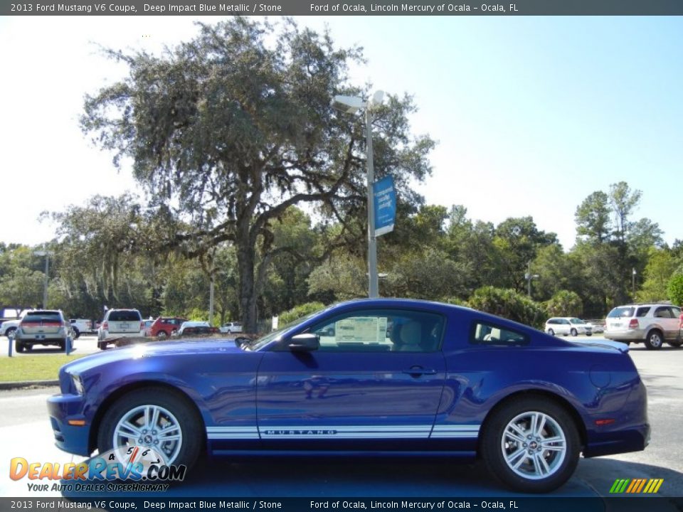 2013 Ford Mustang V6 Coupe Deep Impact Blue Metallic / Stone Photo #2