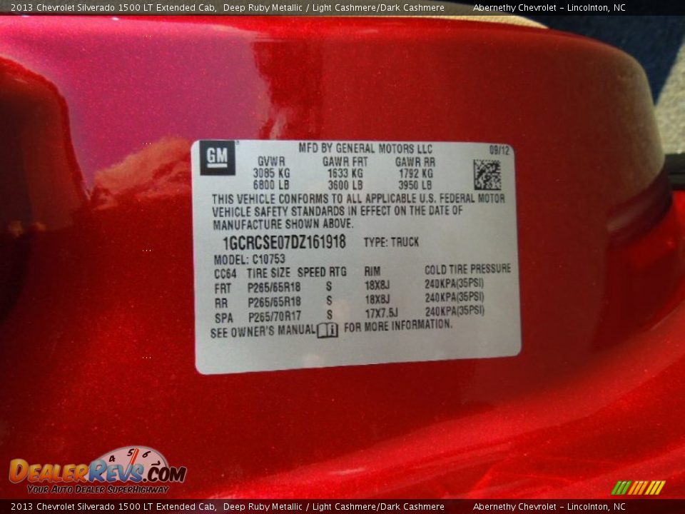 2013 Chevrolet Silverado 1500 LT Extended Cab Deep Ruby Metallic / Light Cashmere/Dark Cashmere Photo #7