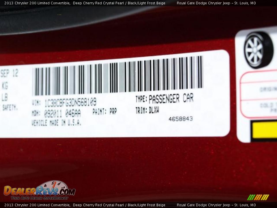 2013 Chrysler 200 Limited Convertible Deep Cherry Red Crystal Pearl / Black/Light Frost Beige Photo #7