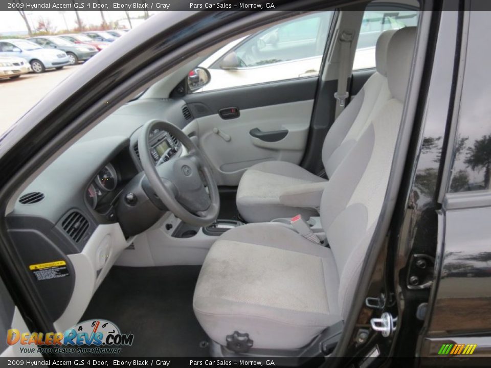 2009 Hyundai Accent GLS 4 Door Ebony Black / Gray Photo #6