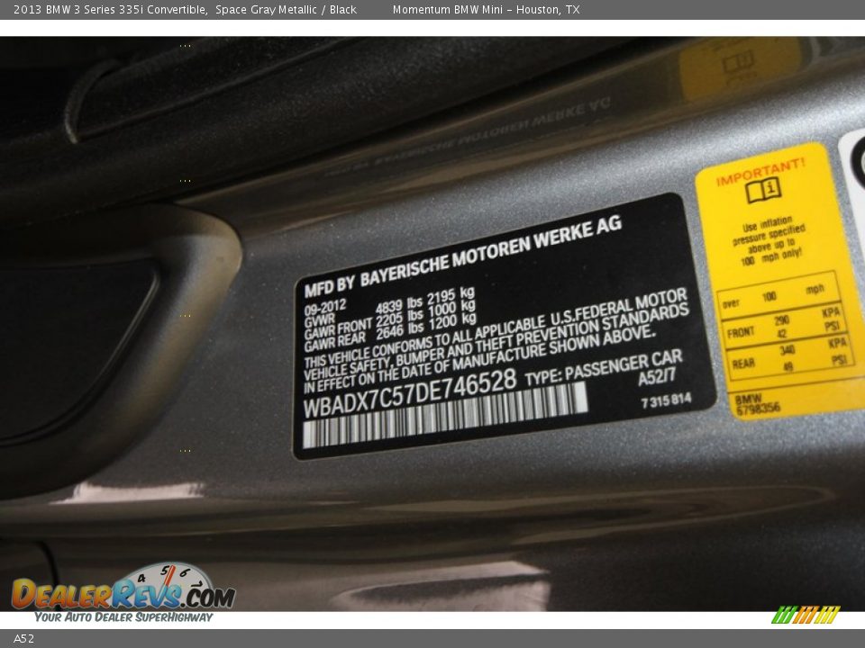 BMW Color Code A52 Space Gray Metallic
