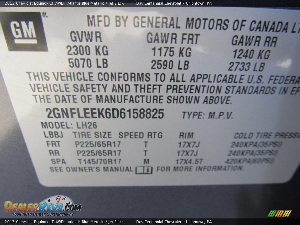 2013 Chevrolet Equinox LT AWD Atlantis Blue Metallic / Jet Black Photo #19