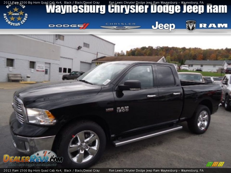 2013 Ram 1500 Big Horn Quad Cab 4x4 Black / Black/Diesel Gray Photo #1