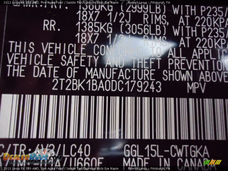 2013 Lexus RX 350 AWD Fire Agate Pearl / Saddle Tan/Espresso Birds Eye Maple Photo #15