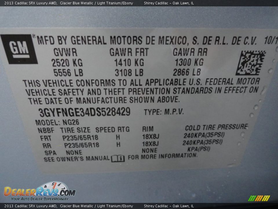 2013 Cadillac SRX Luxury AWD Glacier Blue Metallic / Light Titanium/Ebony Photo #16