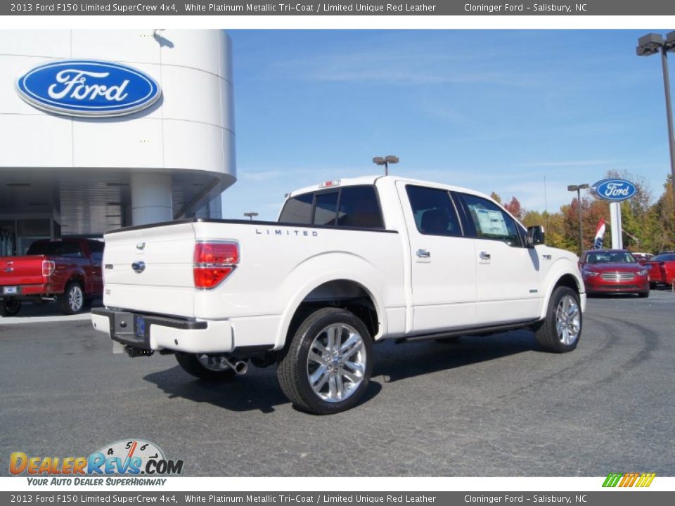 2013 Ford F150 Limited SuperCrew 4x4 White Platinum Metallic Tri-Coat / Limited Unique Red Leather Photo #3