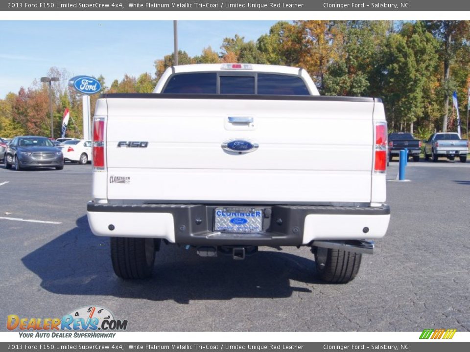 2013 Ford F150 Limited SuperCrew 4x4 White Platinum Metallic Tri-Coat / Limited Unique Red Leather Photo #4