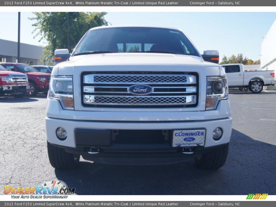 2013 Ford F150 Limited SuperCrew 4x4 White Platinum Metallic Tri-Coat / Limited Unique Red Leather Photo #7