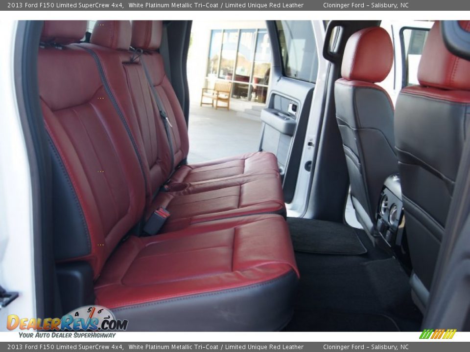 2013 Ford F150 Limited SuperCrew 4x4 White Platinum Metallic Tri-Coat / Limited Unique Red Leather Photo #14