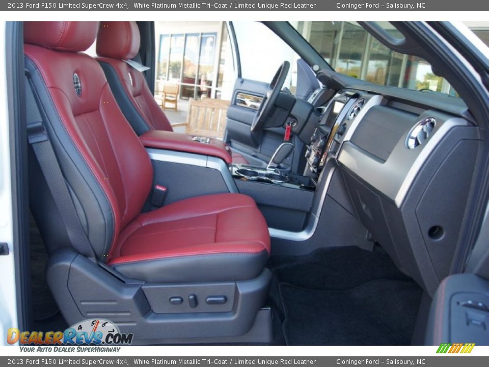 2013 Ford F150 Limited SuperCrew 4x4 White Platinum Metallic Tri-Coat / Limited Unique Red Leather Photo #16