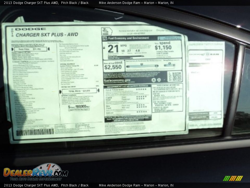 2013 Dodge Charger SXT Plus AWD Pitch Black / Black Photo #6