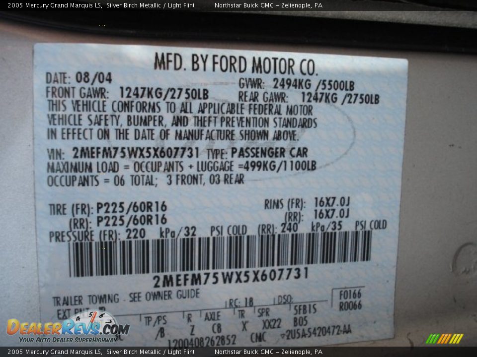 2005 Mercury Grand Marquis LS Silver Birch Metallic / Light Flint Photo #15