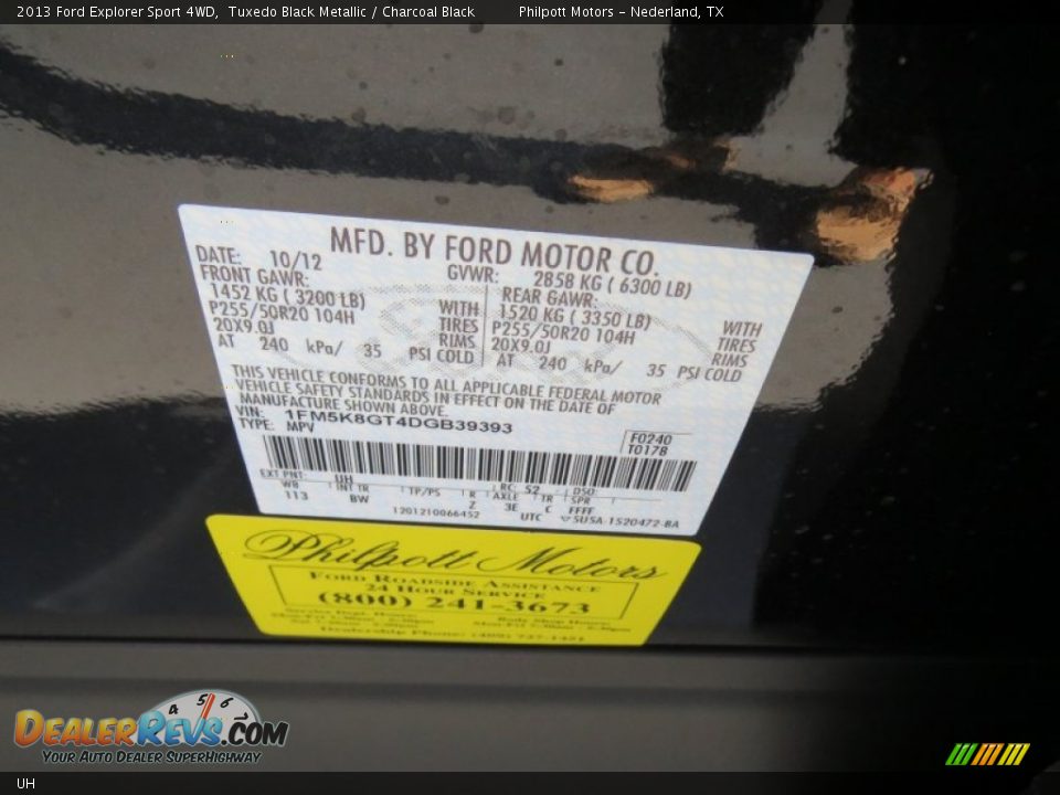 Ford Color Code UH Tuxedo Black Metallic