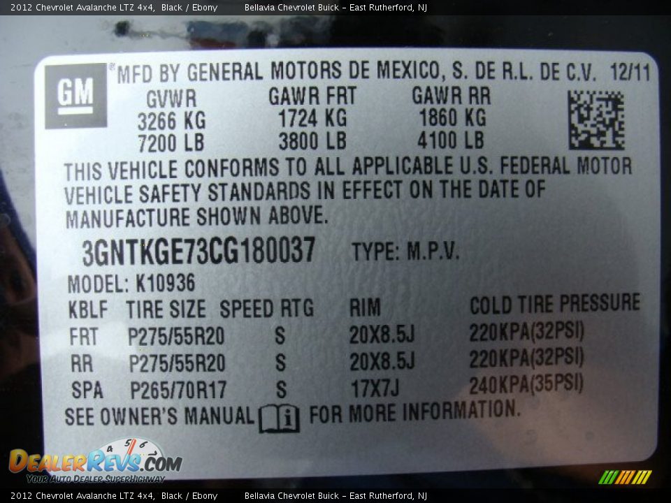 2012 Chevrolet Avalanche LTZ 4x4 Black / Ebony Photo #15