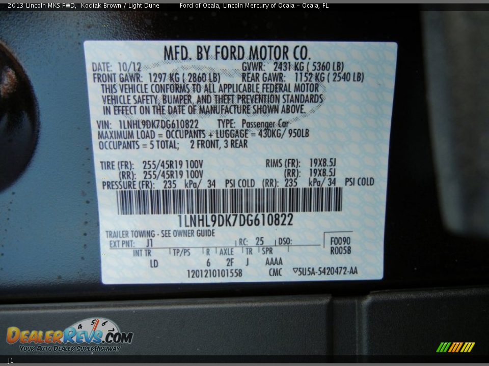 Lincoln Color Code J1 Kodiak Brown