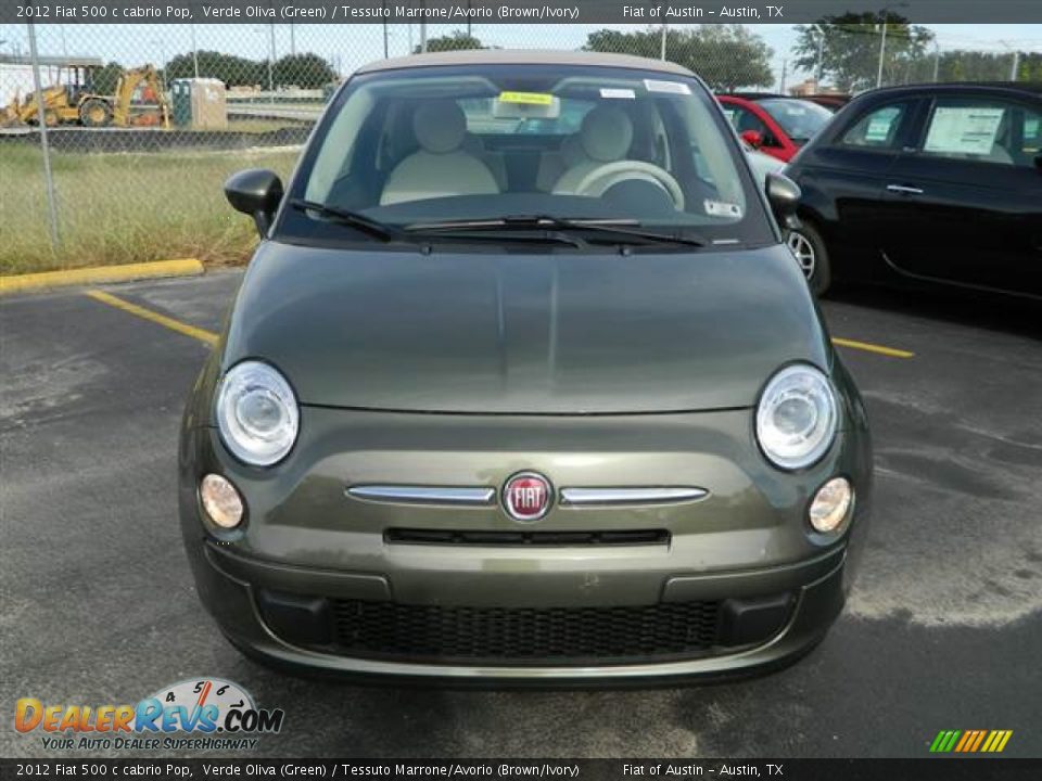 2012 Fiat 500 c cabrio Pop Verde Oliva (Green) / Tessuto Marrone/Avorio (Brown/Ivory) Photo #2