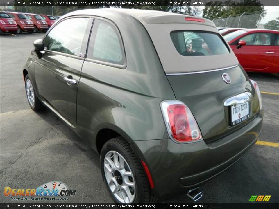 2012 Fiat 500 c cabrio Pop Verde Oliva (Green) / Tessuto Marrone/Avorio (Brown/Ivory) Photo #5