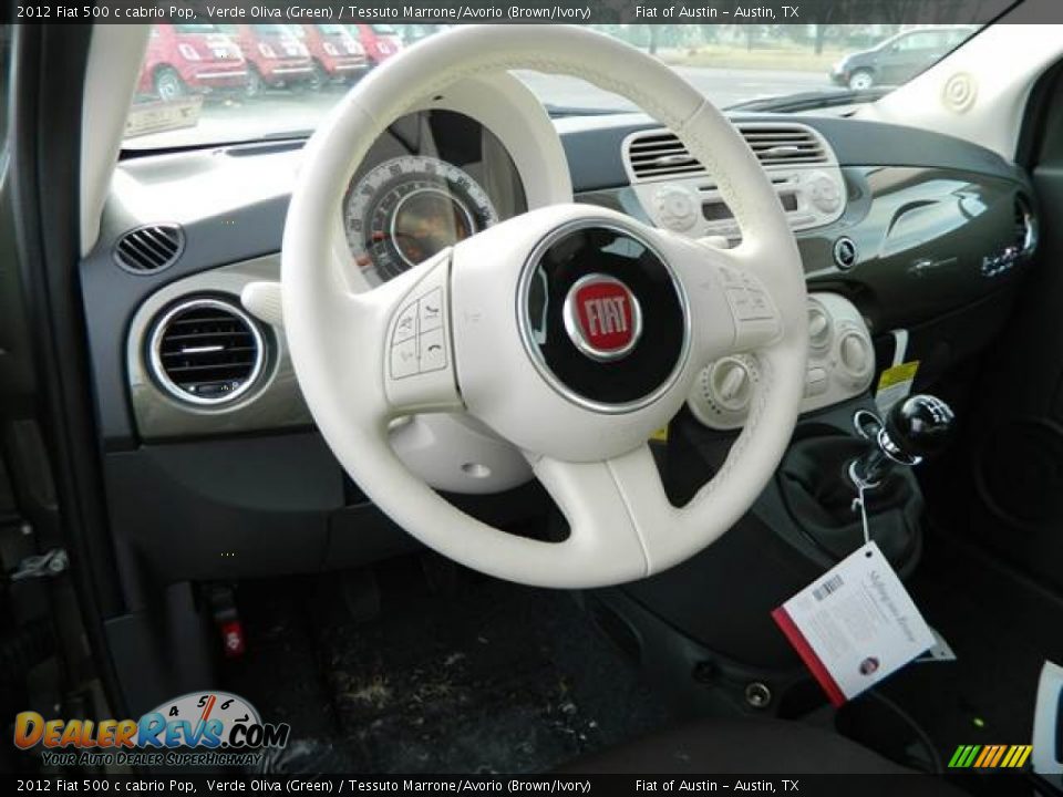 2012 Fiat 500 c cabrio Pop Verde Oliva (Green) / Tessuto Marrone/Avorio (Brown/Ivory) Photo #7