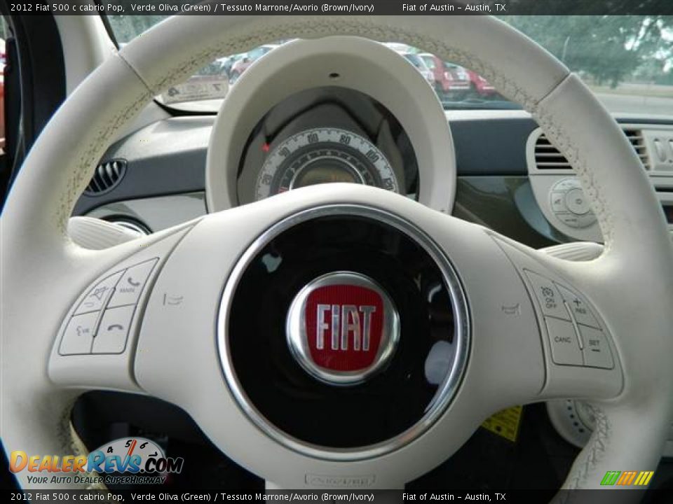 2012 Fiat 500 c cabrio Pop Verde Oliva (Green) / Tessuto Marrone/Avorio (Brown/Ivory) Photo #9