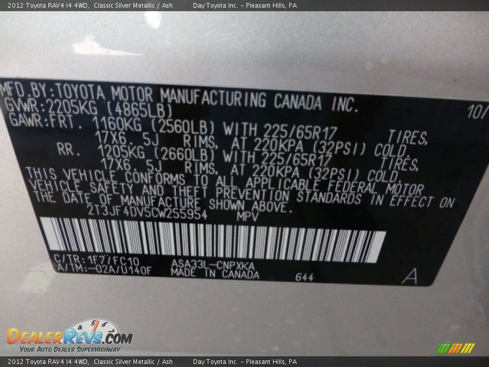 2012 Toyota RAV4 I4 4WD Classic Silver Metallic / Ash Photo #19