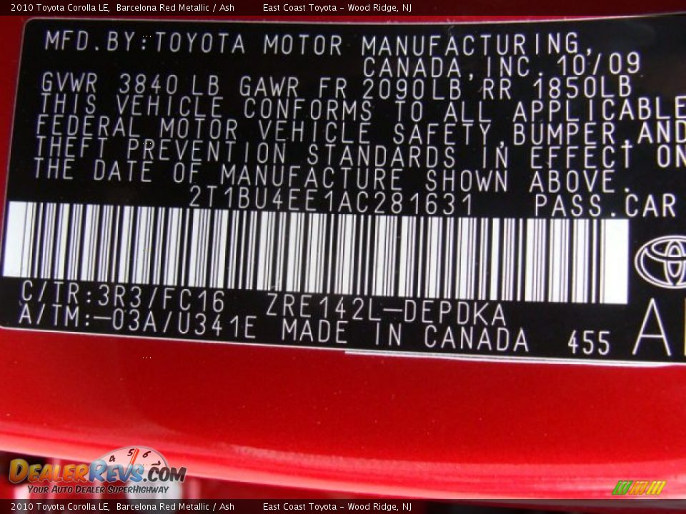 2010 Toyota Corolla LE Barcelona Red Metallic / Ash Photo #15
