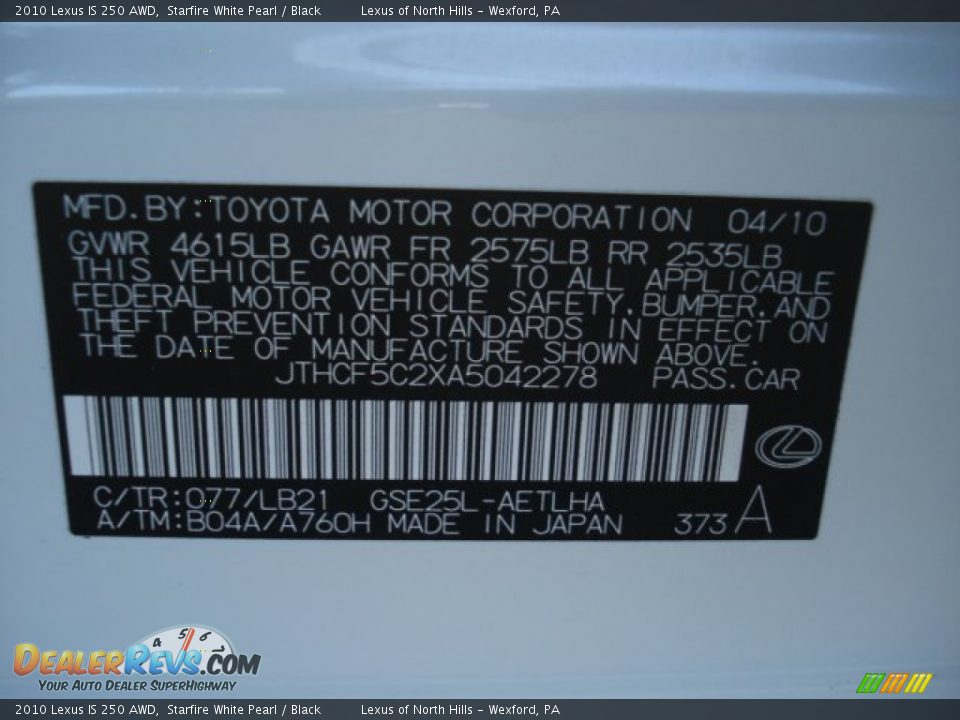 2010 Lexus IS 250 AWD Starfire White Pearl / Black Photo #20