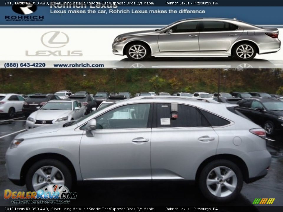2013 Lexus RX 350 AWD Silver Lining Metallic / Saddle Tan/Espresso Birds Eye Maple Photo #1