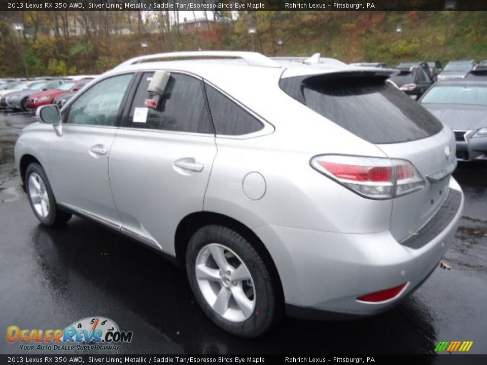 2013 Lexus RX 350 AWD Silver Lining Metallic / Saddle Tan/Espresso Birds Eye Maple Photo #2