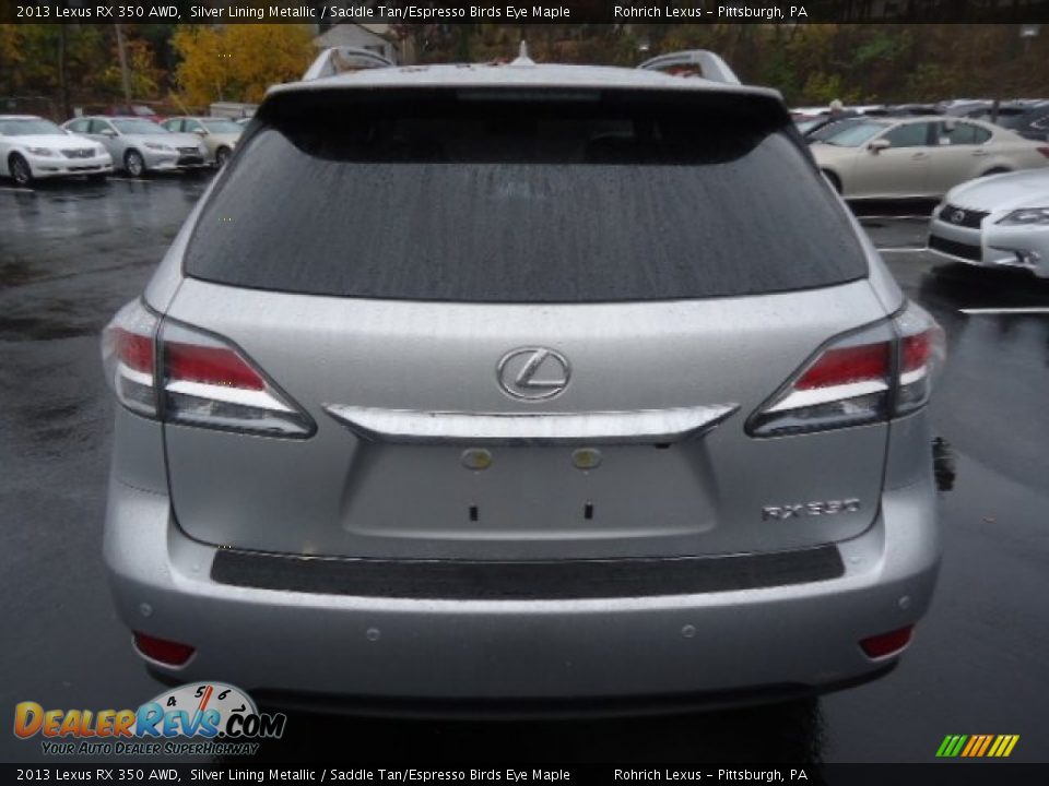 2013 Lexus RX 350 AWD Silver Lining Metallic / Saddle Tan/Espresso Birds Eye Maple Photo #3