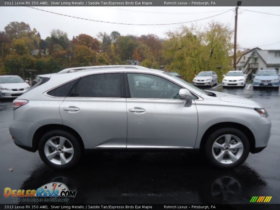 2013 Lexus RX 350 AWD Silver Lining Metallic / Saddle Tan/Espresso Birds Eye Maple Photo #5