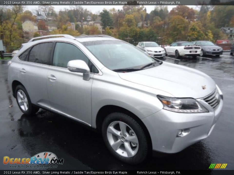 2013 Lexus RX 350 AWD Silver Lining Metallic / Saddle Tan/Espresso Birds Eye Maple Photo #6
