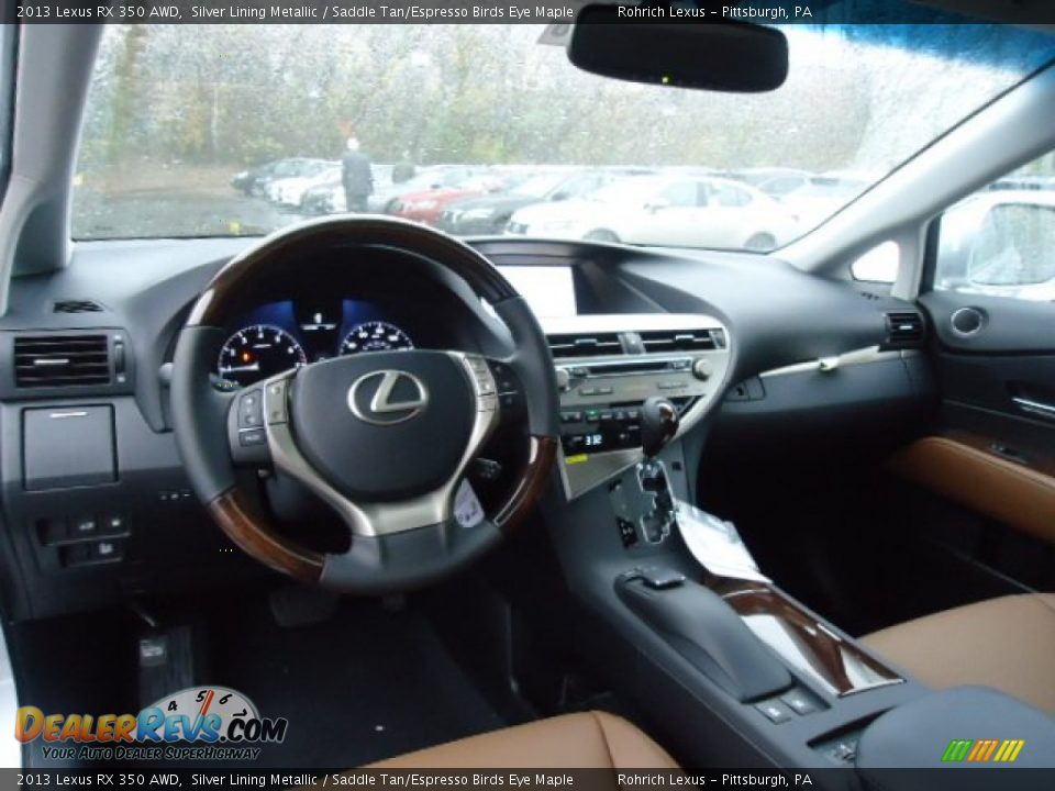 2013 Lexus RX 350 AWD Silver Lining Metallic / Saddle Tan/Espresso Birds Eye Maple Photo #12