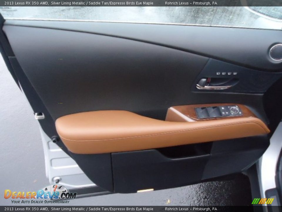2013 Lexus RX 350 AWD Silver Lining Metallic / Saddle Tan/Espresso Birds Eye Maple Photo #14