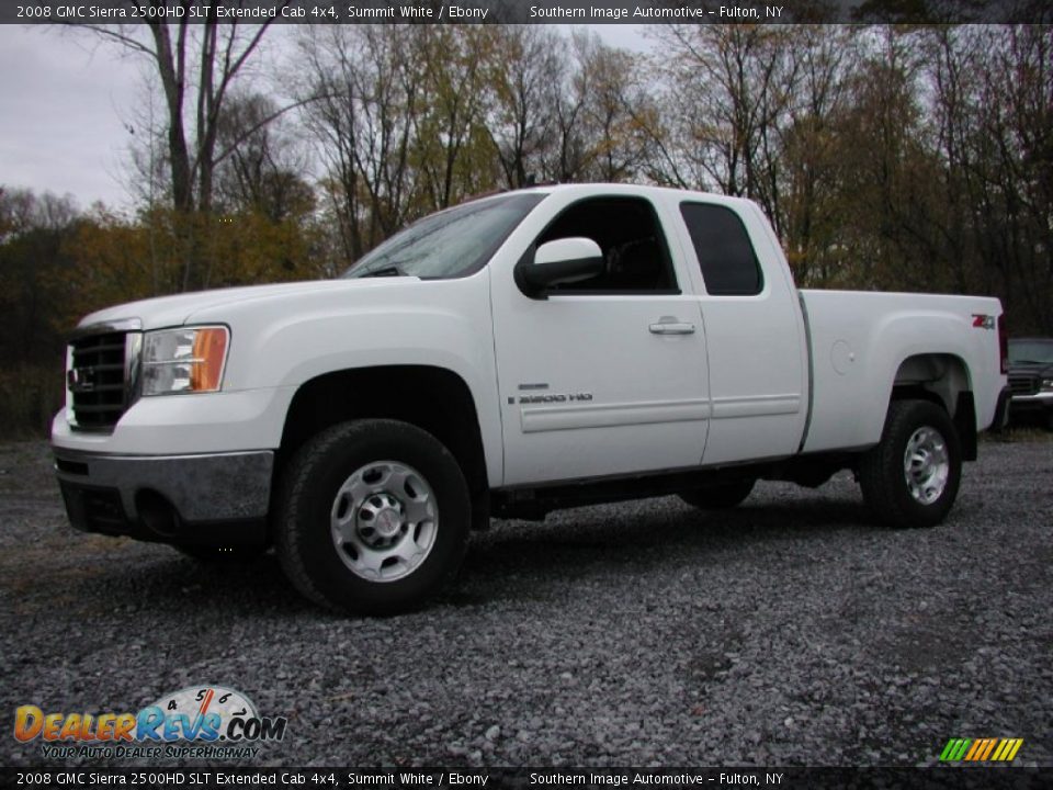 2008 GMC Sierra 2500HD SLT Extended Cab 4x4 Summit White / Ebony Photo #1
