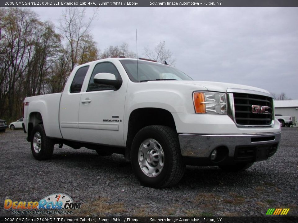 2008 GMC Sierra 2500HD SLT Extended Cab 4x4 Summit White / Ebony Photo #18