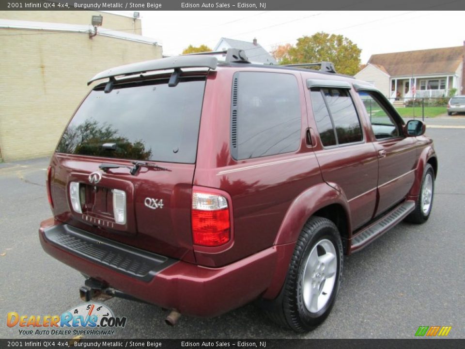 2001 Infiniti QX4 4x4 Burgundy Metallic / Stone Beige Photo #7