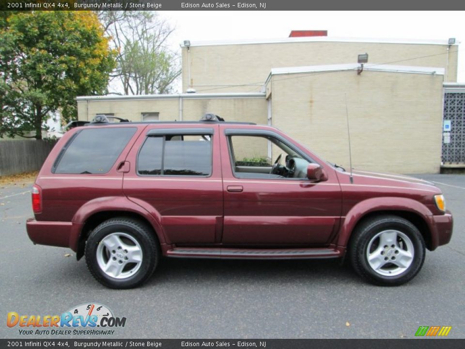 2001 Infiniti QX4 4x4 Burgundy Metallic / Stone Beige Photo #9