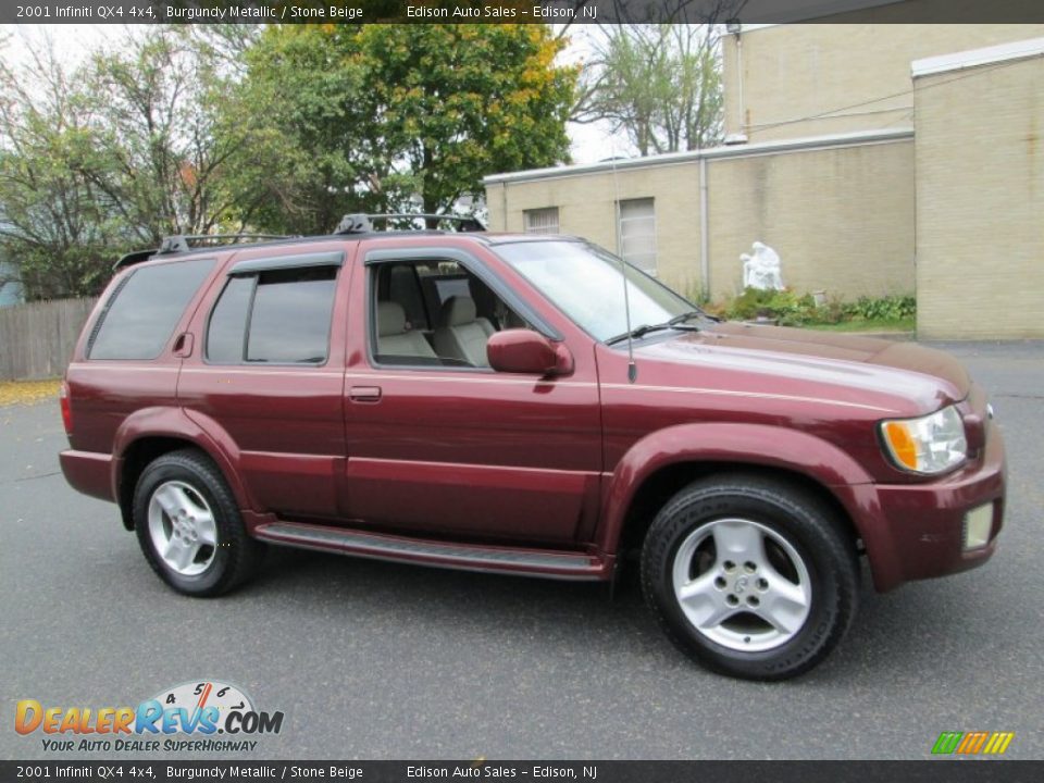 2001 Infiniti QX4 4x4 Burgundy Metallic / Stone Beige Photo #10