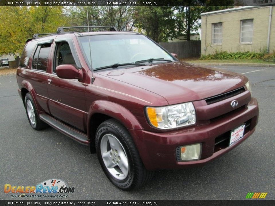 2001 Infiniti QX4 4x4 Burgundy Metallic / Stone Beige Photo #11