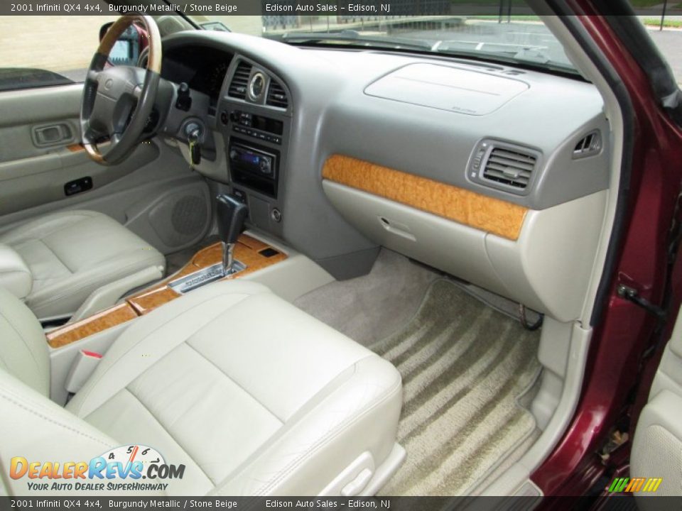 2001 Infiniti QX4 4x4 Burgundy Metallic / Stone Beige Photo #16