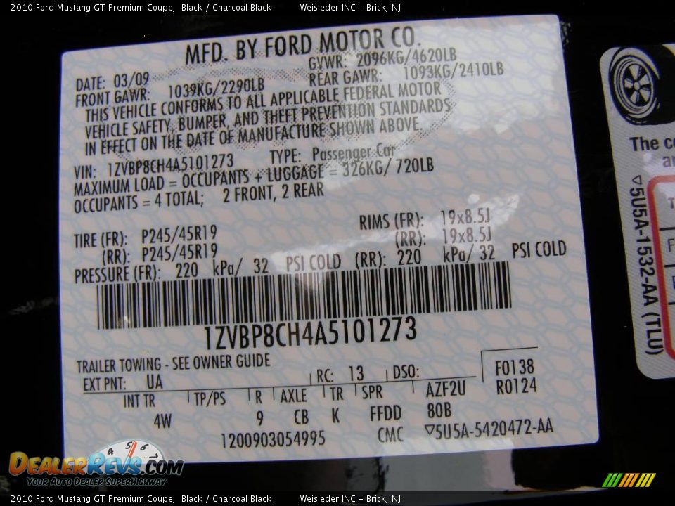 2010 Ford Mustang GT Premium Coupe Black / Charcoal Black Photo #8