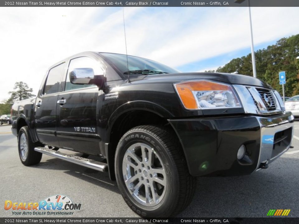 Front 3/4 View of 2012 Nissan Titan SL Heavy Metal Chrome Edition Crew Cab 4x4 Photo #7
