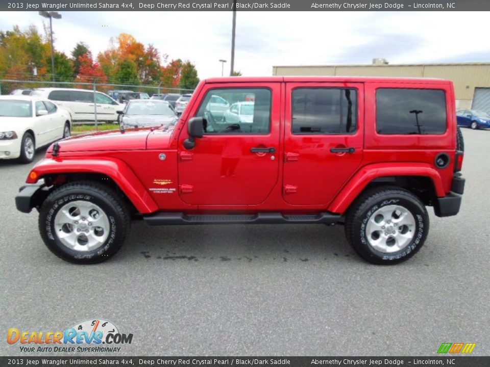 2013 Jeep Wrangler Unlimited Sahara 4x4 Deep Cherry Red Crystal Pearl / Black/Dark Saddle Photo #2
