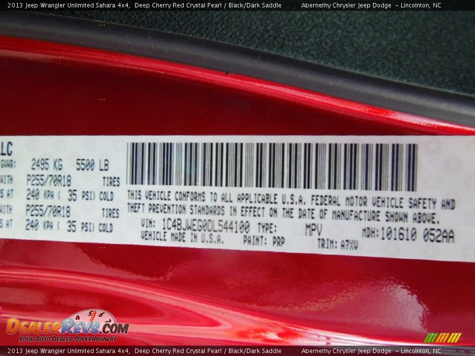 2013 Jeep Wrangler Unlimited Sahara 4x4 Deep Cherry Red Crystal Pearl / Black/Dark Saddle Photo #8