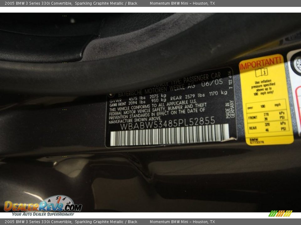 2005 BMW 3 Series 330i Convertible Sparkling Graphite Metallic / Black Photo #9