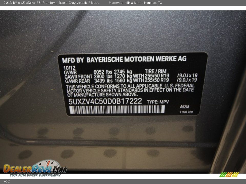 BMW Color Code A52 Space Gray Metallic